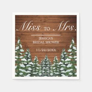 Serviette En Papier Snowy Wood & Forest Pine Fête des mariées Mme à Mm