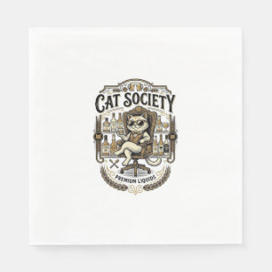 Serviette En Papier Société de chats Bar à alcool Humour Vintage Vecte