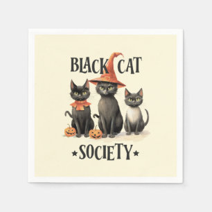 Serviette En Papier Société de chats noirs de style Vintage du milieu
