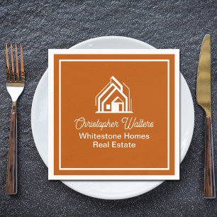 Serviette En Papier Société immobilière Orange Brûlé Realtor personnal