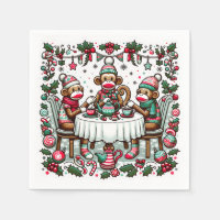 Sock Monkey Christmas Tea Party