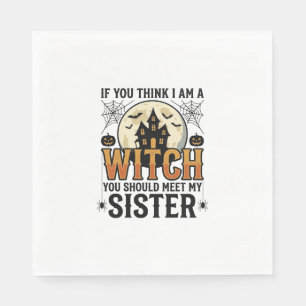 Serviette En Papier Sœur Sorcière Drôle Halloween Graphique Vintage_1