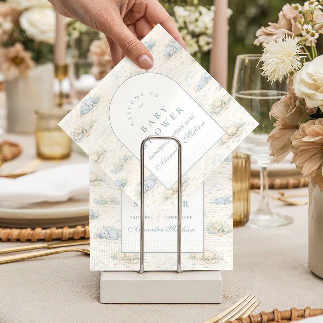 Serviette En Papier Soft Blue Dino Baby Shower (Créateur téléchargé)