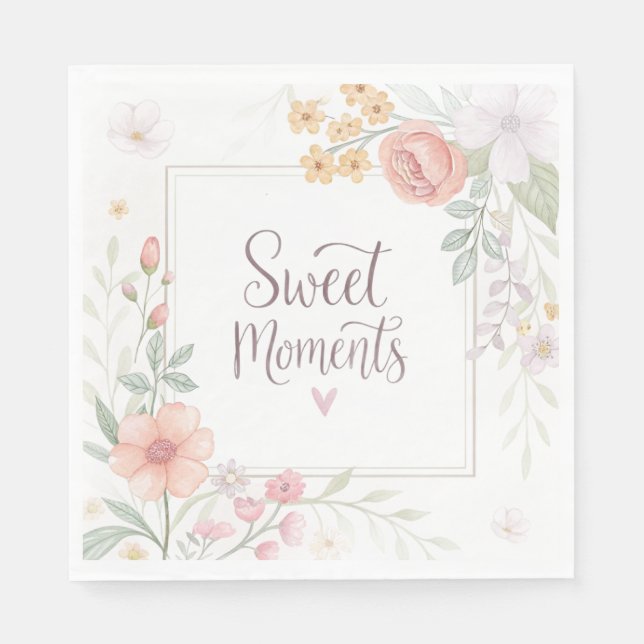 Serviette En Papier Soft Pastel Floral “Sweet Moments” Spring Design (Devant)