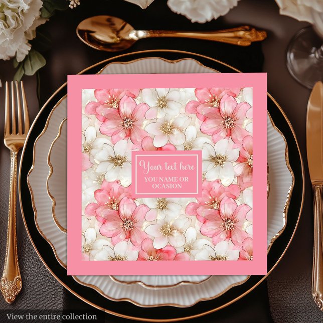 Serviette En Papier Soft Pastel Pink Gold Napkins Delicate Custom Name (Soft Pastel Pink Gold Napkins Delicate Custom Name)