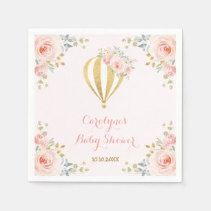 Serviette En Papier Soft Pink Hot Air Balloon Adventure Baby shower