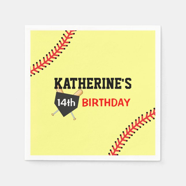 Serviette En Papier Softball Anniversaire de la fête de thème papier (Devant)