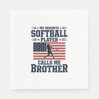 Serviette En Papier Softball Brother Patriotic Vintage Engraving Shirt