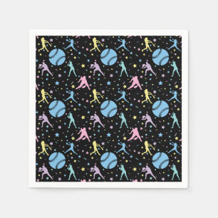 Serviette En Papier Softball Féminin - Joueuses avec Étoiles