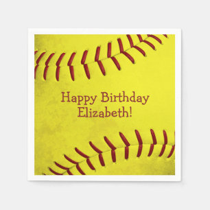 Serviette En Papier softball jaune vif thème filles sport fête