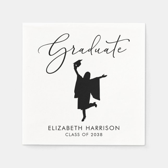 Serviette En Papier Soignée de graduation de script élégant (Devant)