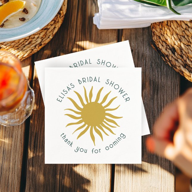 Serviette En Papier Soirée au bord de la mer Fête de mariage Cute Sun  (Seaside Soiree Bridal Shower Cute Sun CUSTOM Napkins
)