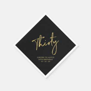 Serviette En Papier Soirée Black moderne 30th Birthday Party