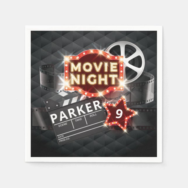 Serviette En Papier Soirée cinéma luxe personnalisé (Devant)