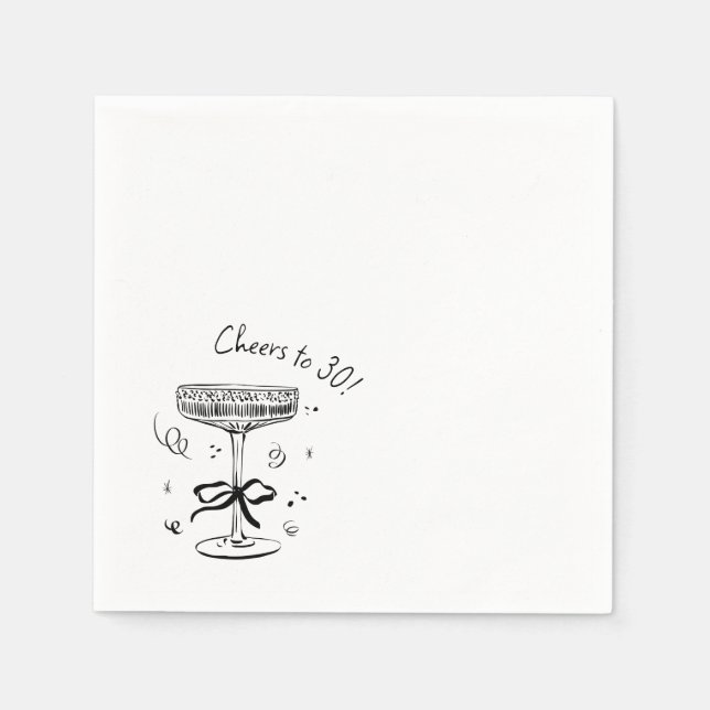 Serviette En Papier Soirée Cocktail de 30 ans (Devant)