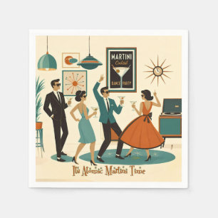 Serviette En Papier Soirée Cocktail Mid Century It's Atomic Martini Ti