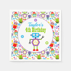 Serviette En Papier Soirée d'anniversaire à thème Robot