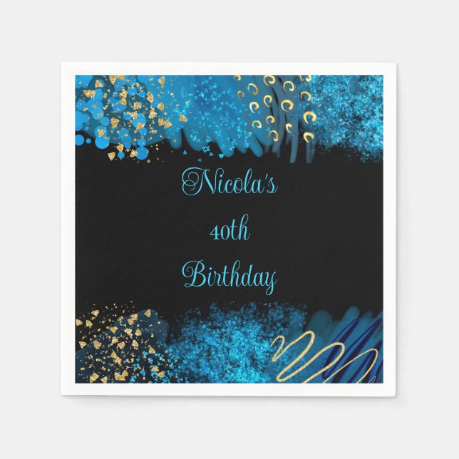 Serviette En Papier Soirée d'anniversaire d'alcool bleu (Devant)