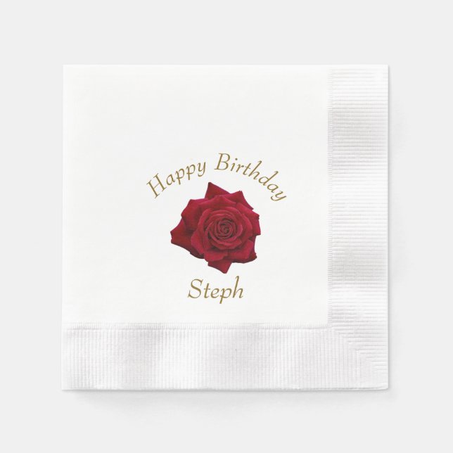 Serviette En Papier Soirée d'anniversaire de l'élégante Rose rouge (Devant)