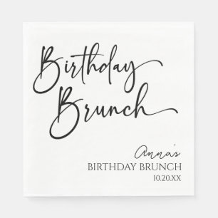 Serviette En Papier Soirée de Brunch d'Anniversaire minimaliste et mod