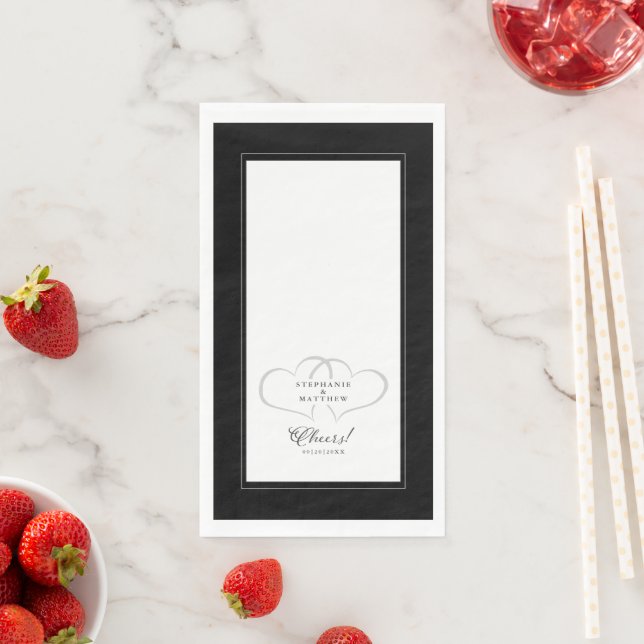 Serviette En Papier Soirée de calligraphie Mariage noir & blanc (En situation)