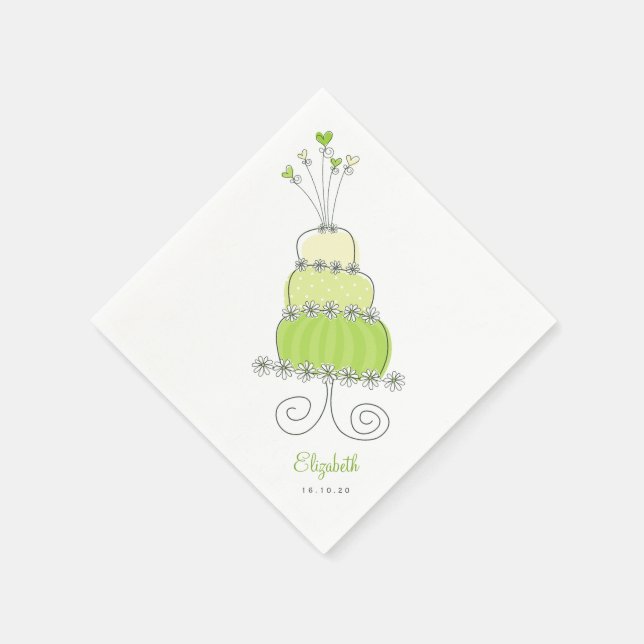 Serviette En Papier Soirée de Fête des mariées de gâteau Mariage vert  (Coin)