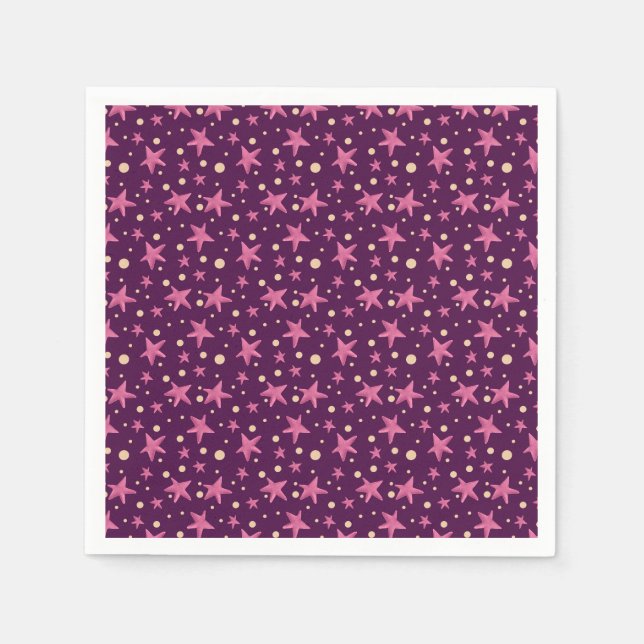 Serviette En Papier Soirée de fille spatiale étoile rose Burgundy (Devant)