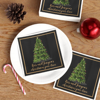Serviette En Papier Soirée de l'arbre de Noël vert Noir personnalisé