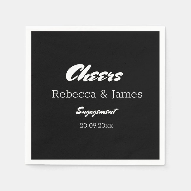 Serviette En Papier Soirée de mariage des Fiançailles noirs (Devant)