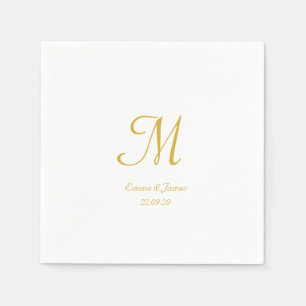 Serviette En Papier Soirée de mariage Monogramme Gold & White