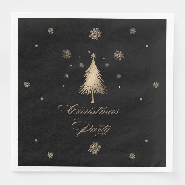 Serviette En Papier Soirée de Noël Black Gold (Devant)