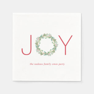 Serviette En Papier Soirée de Noël Elegant Red et Green Joy Wreath