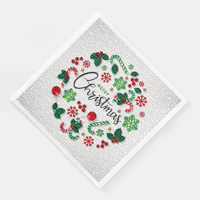 Serviette En Papier Soirée de Noël Joyeux (Coin)