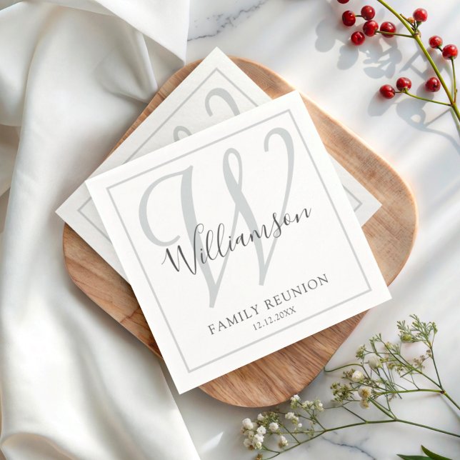 Serviette En Papier Soirée de Réunion Famille Monogramme (Créateur téléchargé)