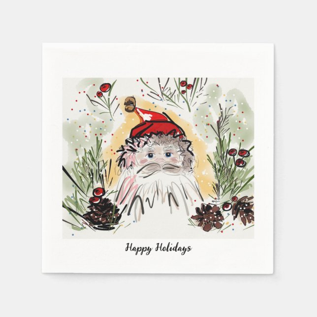 Serviette En Papier Soirée de vacances personnalisée Père Noël Cocktai (Devant)