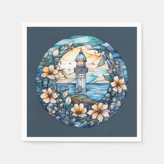 Serviette En Papier Soirée des amoureux du phare de plage (Devant)
