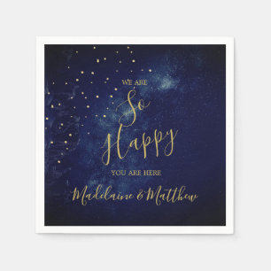 Serviette En Papier Soirée Gold Stars Blue Astral Happy