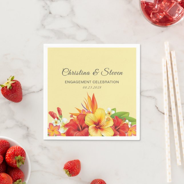 Serviette En Papier Soirée hibiscus tropicale de mariage floral (En situation)