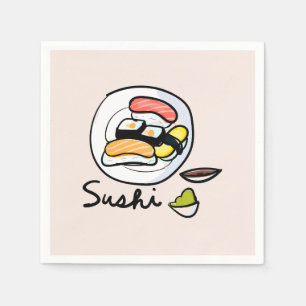 Serviette En Papier Soirée japonaise sushi kawaii