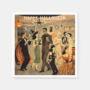 Serviette En Papier Soirée Martini Halloween Rétro Milieu de Siècle 40