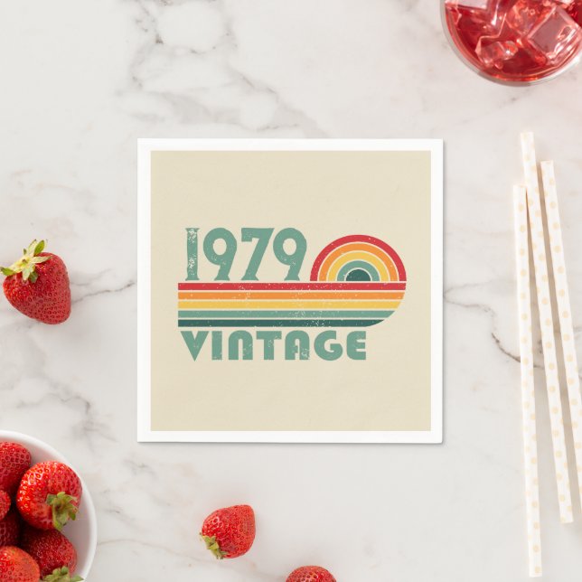 Serviette En Papier Soirée personnalisée vintage de 45 ans (En situation)
