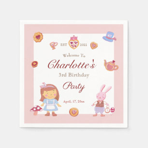 Serviette En Papier Soirée Tea Party rose Anniversaire rose