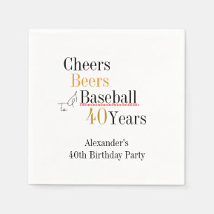 Serviette En Papier Soirées de baseball et bières 40ème anniversaire