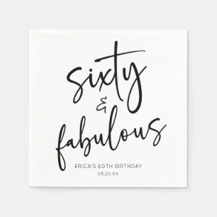 Serviette En Papier Soixante et fabuleux Minimal 60e fête d'anniversai