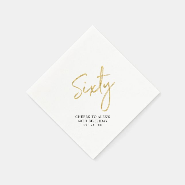 Serviette En Papier Soixante | Moderne Adulte 60e Anniversaire Parti N (Coin)