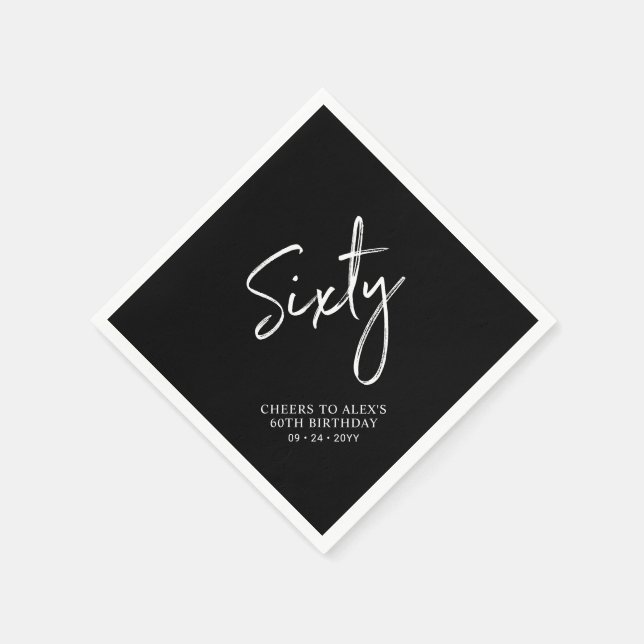 Serviette En Papier Soixante | Moderne Adulte 60ème Anniversaire (Coin)