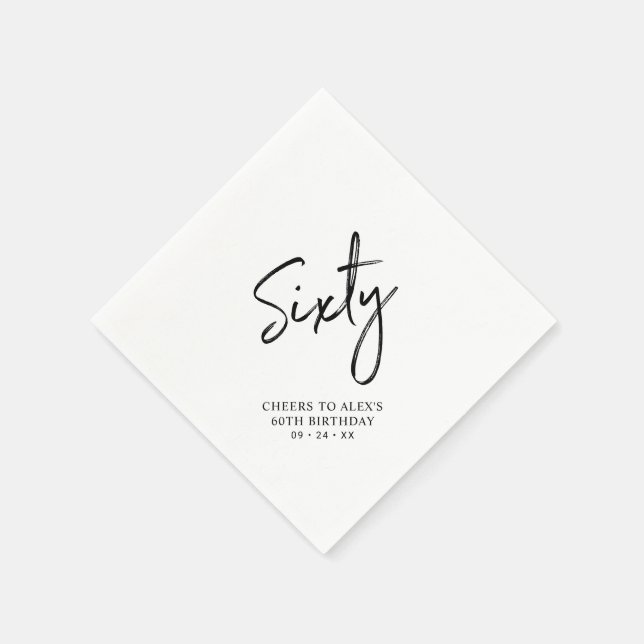 Serviette En Papier Soixante | Moderne Adulte 60ème Anniversaire (Coin)