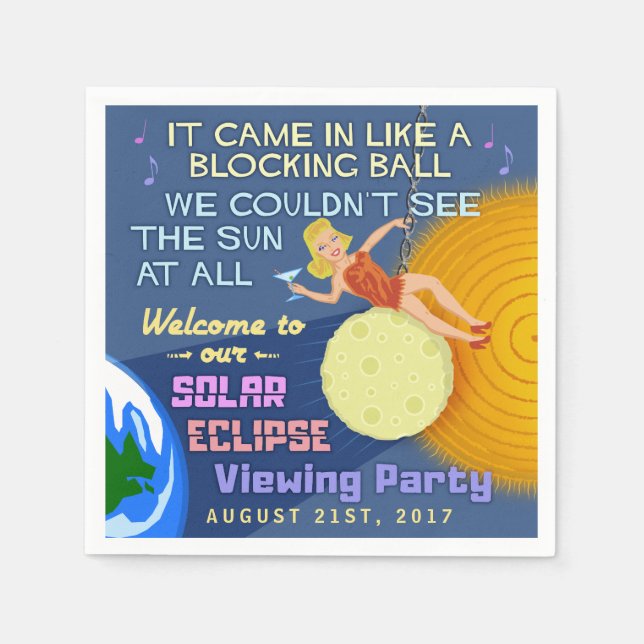 Serviette En Papier Solaire Eclipse Party Funny Retro Sun Viewing 2017 (Devant)