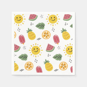 Serviette En Papier soleil, ananas, pastèques, oranges