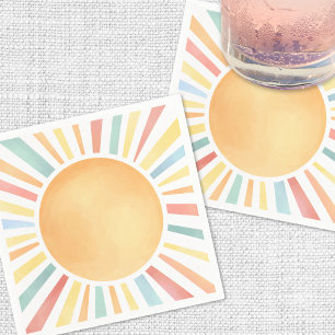 Serviette En Papier Soleil Coloré Été Ensoleillé